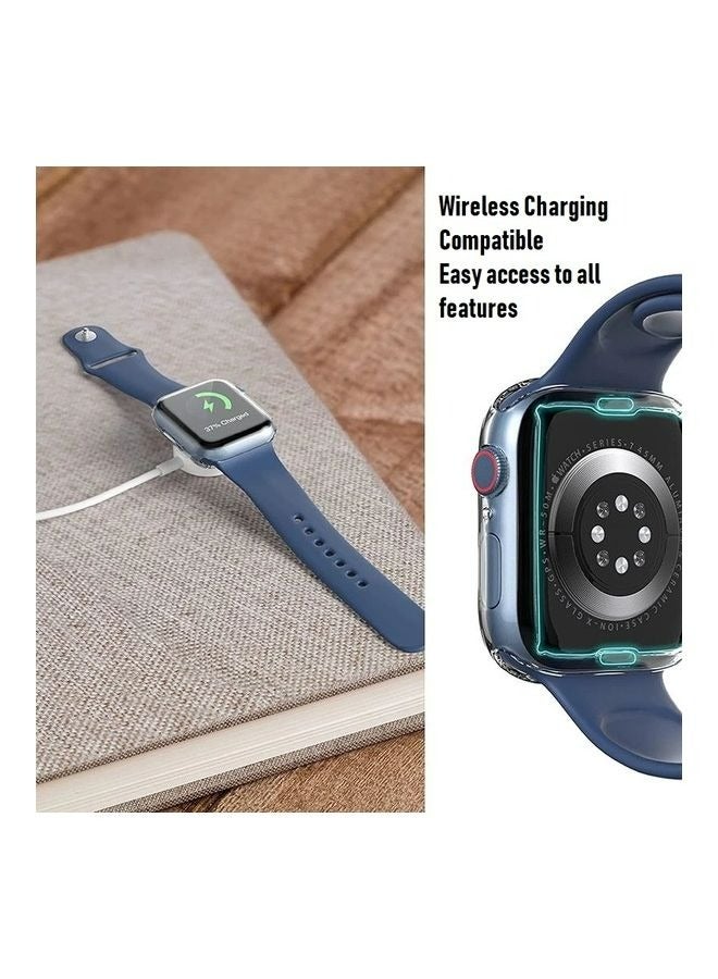 2 Pack Screen Protector With Protective Case for Apple Watch Series 9/8/7 45mm Screen Protector, Tempered Glass Film Hard Bumper Anti-Scratch HD Ultra-Thin Protective Cover for iWatch Series 9/8/7 - Image 3