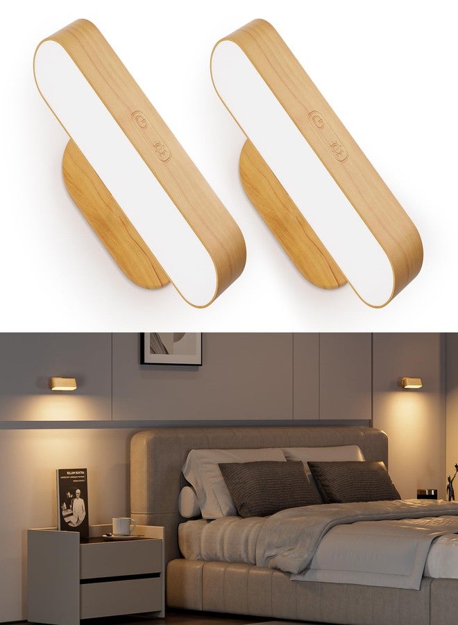 Hensam - Wireless LED Wall Sconces for Bedroom, Rechargeable Wall Lights for Picture, 5 Dimmable Modes for Living Room, 2 Pack - Image 1