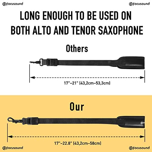 Focusound Upgraded Length Tenor Saxophone Neck Strap Soft Sax Leather Strap Padded for Alto and Tenor Saxophone - Image 3