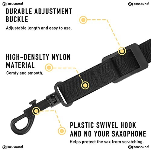 Focusound Upgraded Length Tenor Saxophone Neck Strap Soft Sax Leather Strap Padded for Alto and Tenor Saxophone - Image 4
