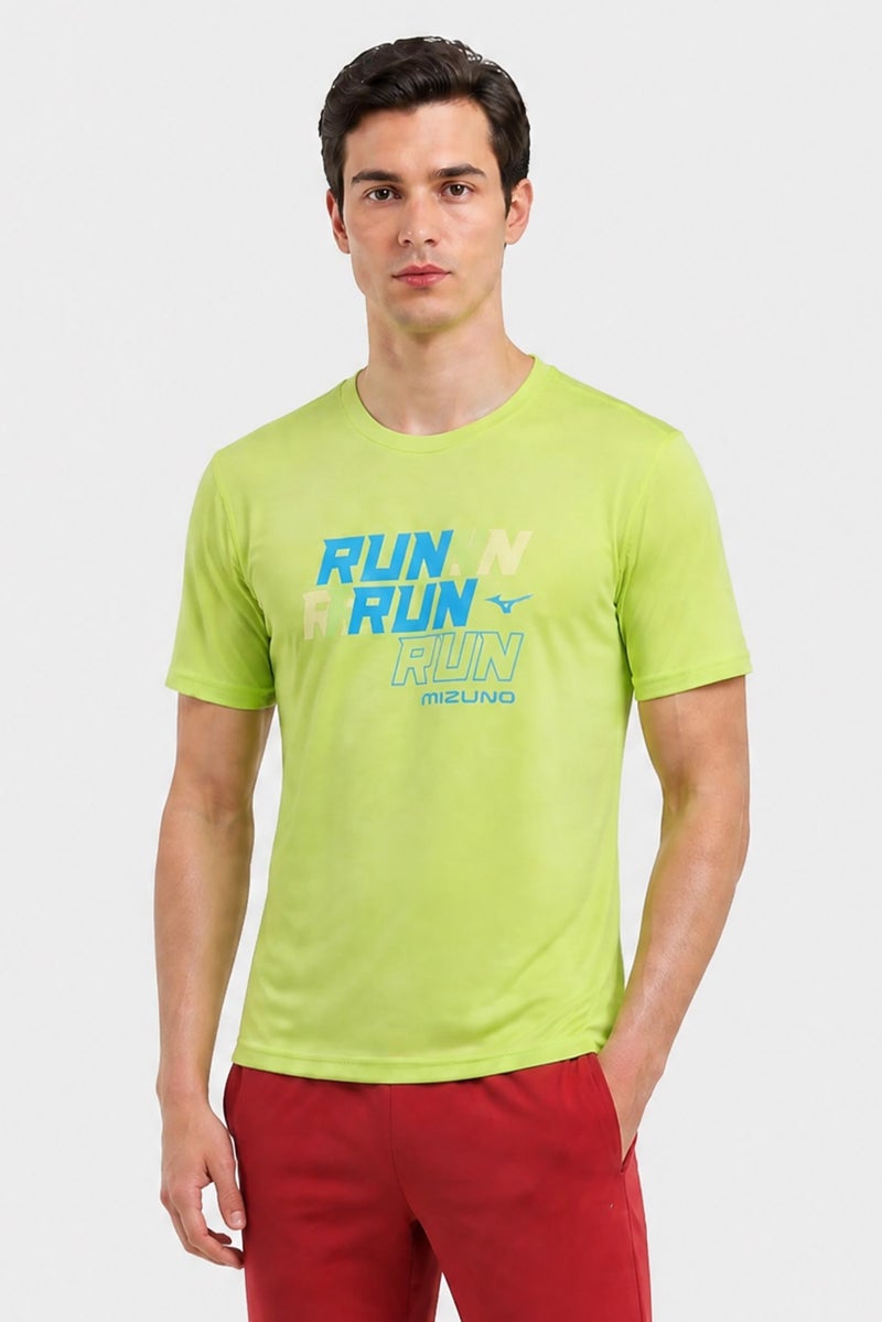 Mizuno Men Sportswear Fit Short Sleeve Running T-Shirt, Lime - Image 1