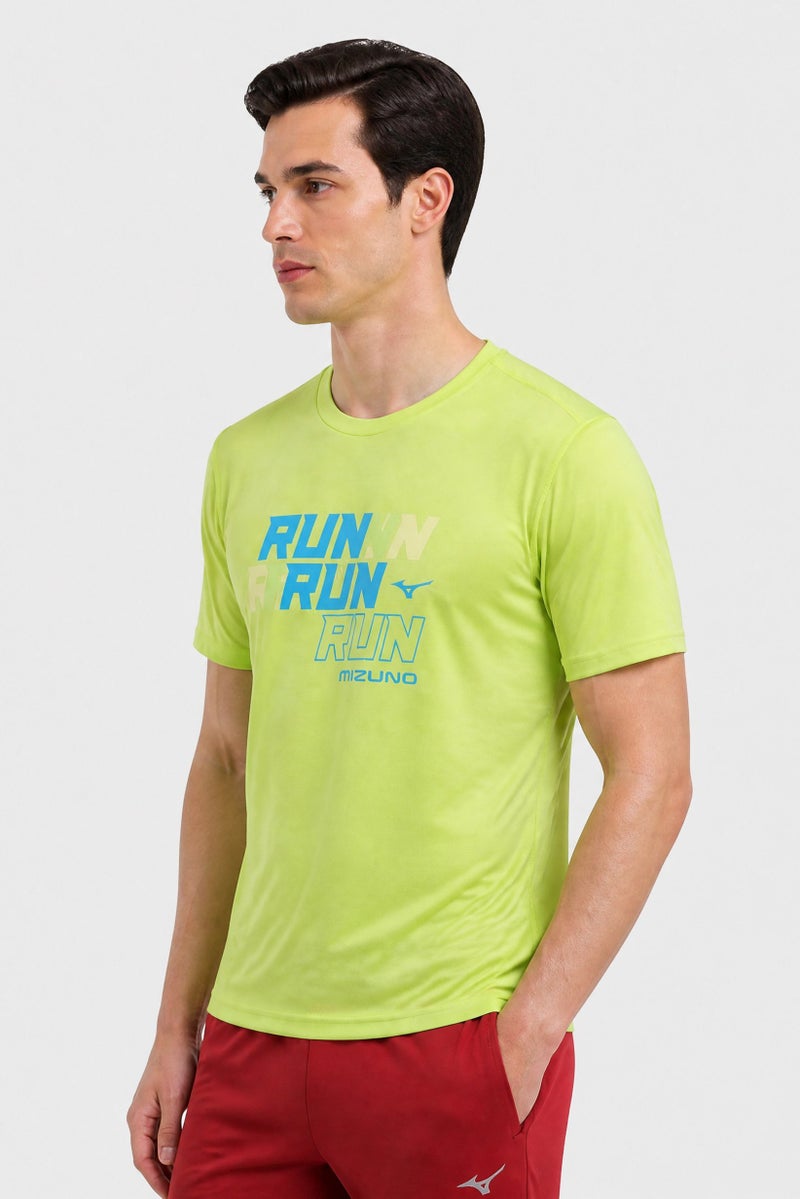 Mizuno Men Sportswear Fit Short Sleeve Running T-Shirt, Lime - Image 3