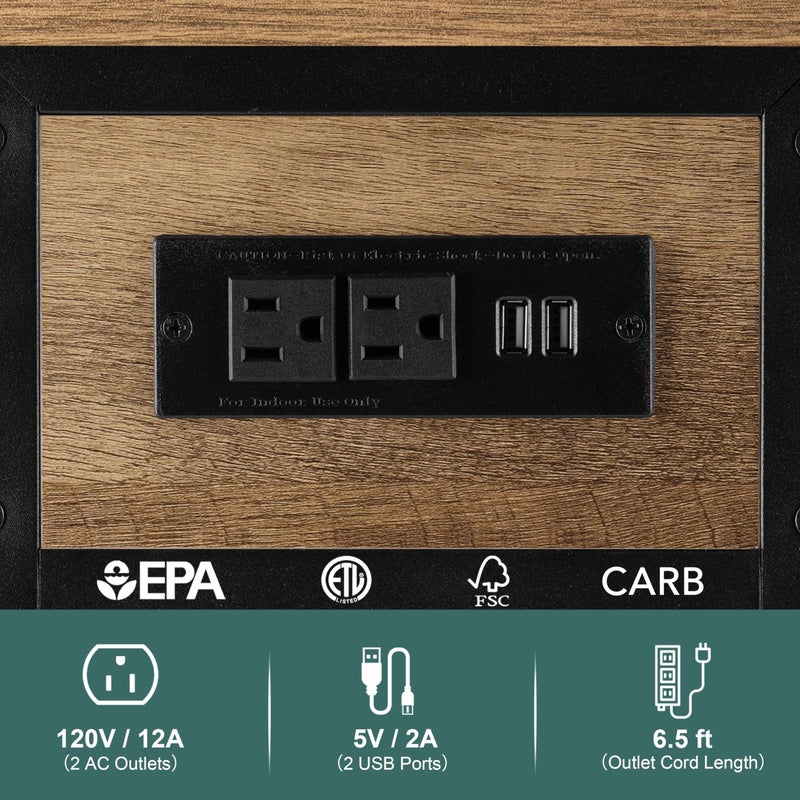 Yoobure End Table with Charging Station, Flip Top Side Table with USB Ports and Outlets, Sofa Couch Table Bedside Table for Living Room Bedroom, Narrow Nightstand with Storage Shelves for Small Space - Image 5