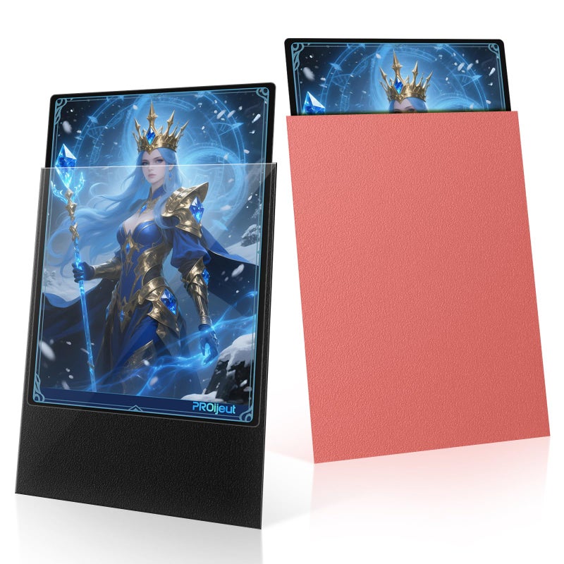 Proijeut 200 Pack Card Sleeves, Matte Dual Trading Card Sleeves with Opaque Back & Smooth Shuffle, Tear Resistant Card Protectors for MTG, TCG and Game Cards (Peach Pink) - Image 1