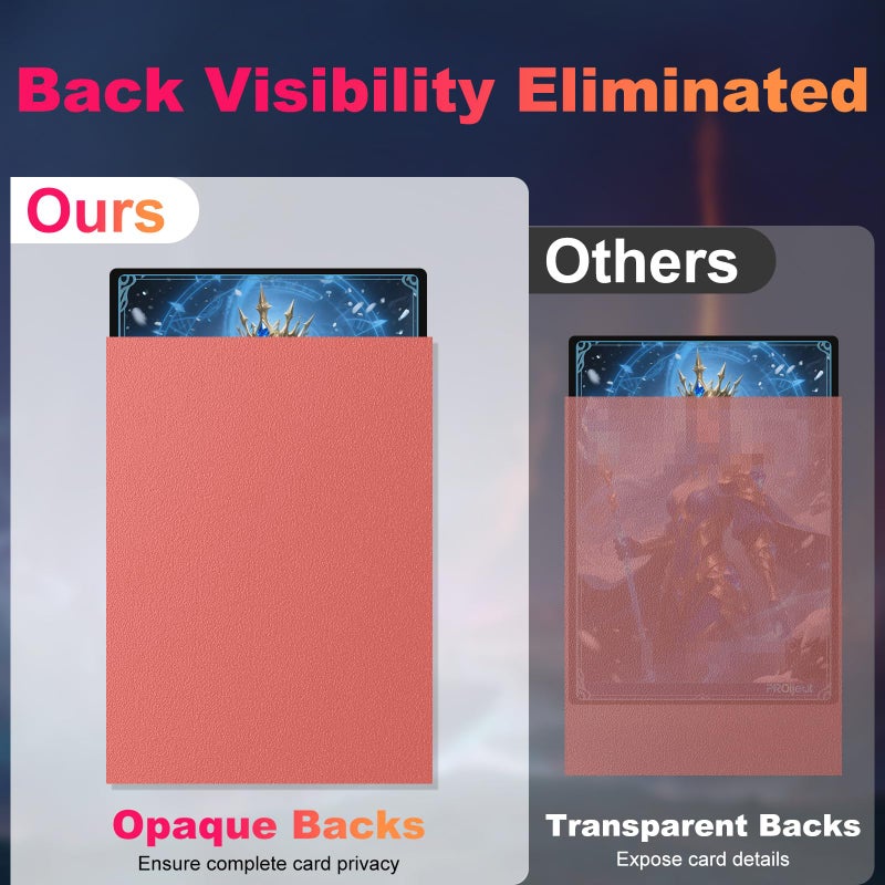 Proijeut 200 Pack Card Sleeves, Matte Dual Trading Card Sleeves with Opaque Back & Smooth Shuffle, Tear Resistant Card Protectors for MTG, TCG and Game Cards (Peach Pink) - Image 3