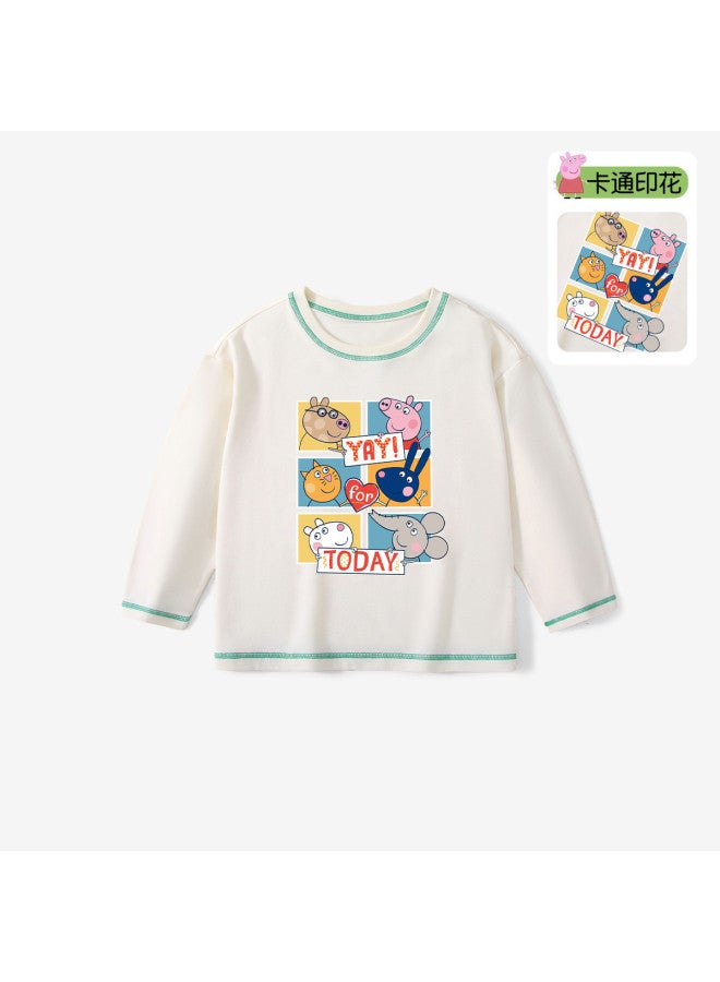 Peppa Pig spring Boys' Cotton Breathable Long Sleeve Pullover T-shirt Cartoon Casual Baby Tee - Image 2