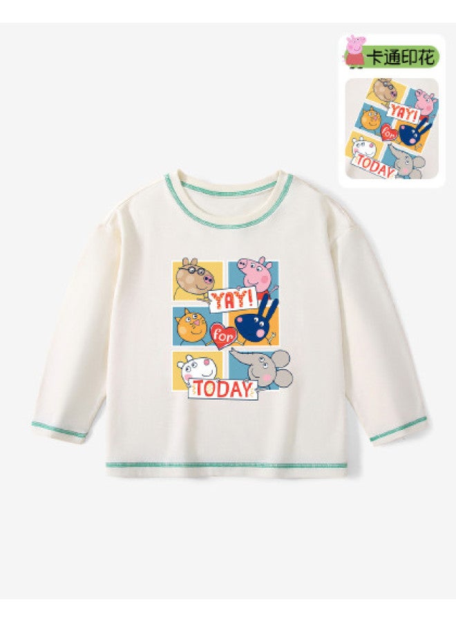 Peppa Pig spring Boys' Cotton Breathable Long Sleeve Pullover T-shirt Cartoon Casual Baby Tee - Image 1