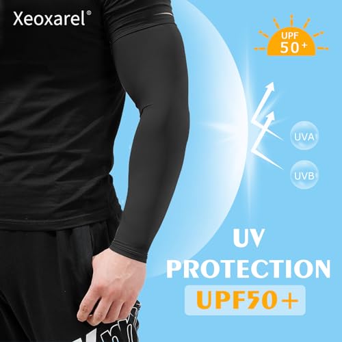 Xeoxarel 4 Pairs UV Sun Protection Arm Sleeves - Tattoo Cover Up - UPF 50 Sports Compression Cooling Sleeve for Men & Women Black - Image 2