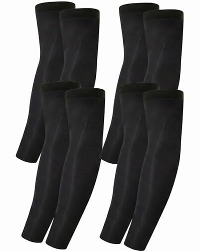 Xeoxarel 4 Pairs UV Sun Protection Arm Sleeves - Tattoo Cover Up - UPF 50 Sports Compression Cooling Sleeve for Men & Women Black - Image 1