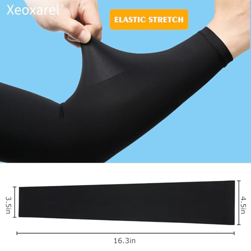 Xeoxarel 4 Pairs UV Sun Protection Arm Sleeves - Tattoo Cover Up - UPF 50 Sports Compression Cooling Sleeve for Men & Women Black - Image 4