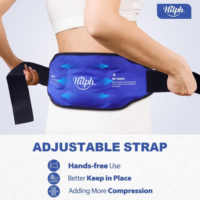 Hilph Ice Pack for Back Pain Relief Reusable Lower Back Gel Wrap Hot Cold Compression Therapy Lumbar Ice Pack for Back Injuries Sciatic Nerve Herniated or Degenerative Disc Tailbone PainBlue - Image 3
