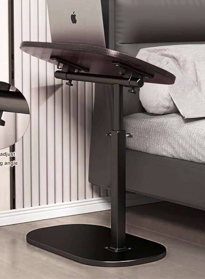 Chase Up Adjustable Height C Shaped Side Table - 360° Swivel & Flip Top Design | Mobile C End Table for Couch/Sofa/Bed | Large Tabletop C Shaped Laptop Stand & Coffee Table with Slide-Under Feature (black) - Image 2