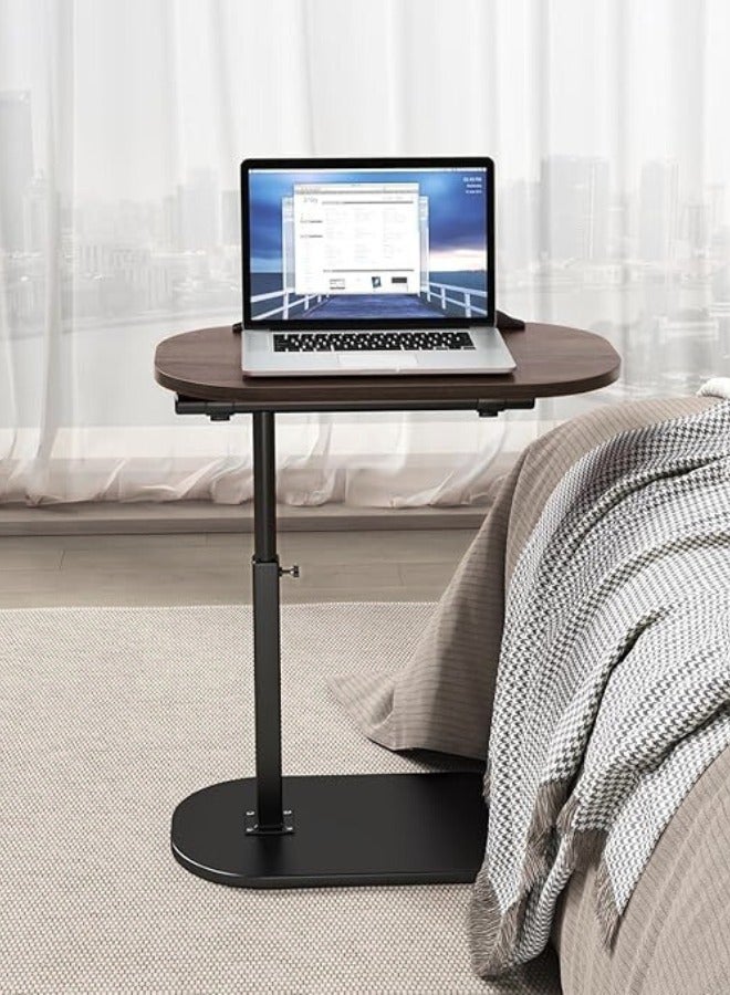 Chase Up Adjustable Height C Shaped Side Table - 360° Swivel & Flip Top Design | Mobile C End Table for Couch/Sofa/Bed | Large Tabletop C Shaped Laptop Stand & Coffee Table with Slide-Under Feature (black) - Image 3