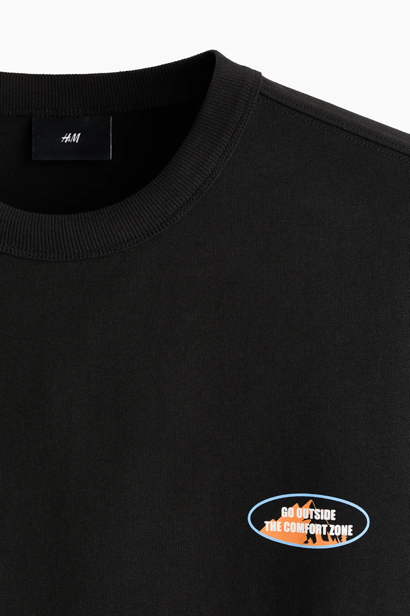 H&M  Loose Fit Printed Cotton T-shirt for Men | Best Price UAE