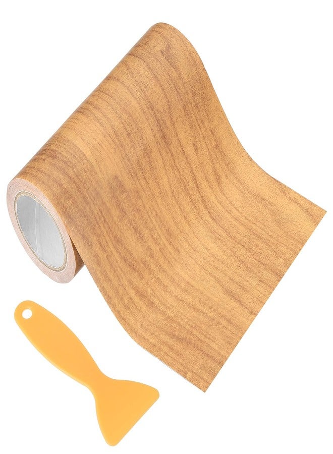 PATIKIL Wood Grain Repair Tape 5" X30', Self Adhesive Realistic Textured Repair Tape Patch with Scraper for Floor Door Table Cabinets Desk, Maple Grain Wheat - Image 1