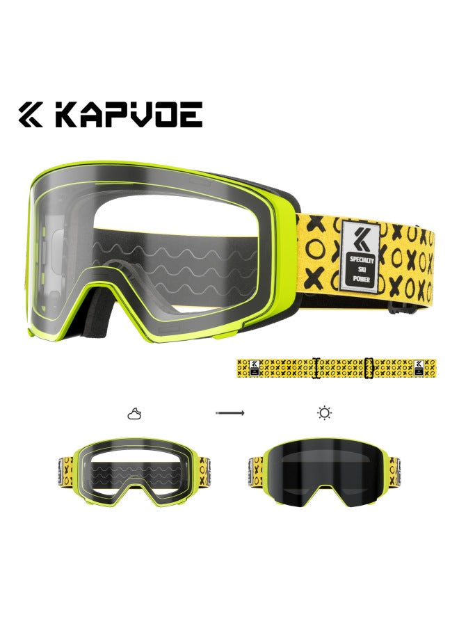 Flip Photochromic Ski Glasses Anti-fog Professional Outdoor Hiking Windproof Glasses Single And Double Board Ski Goggles