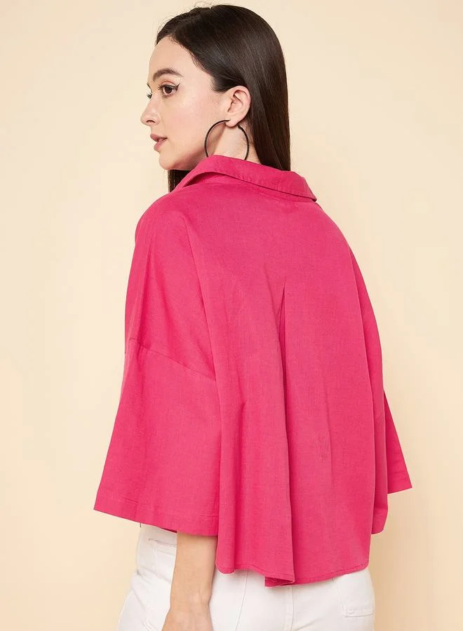 HIGH STAR Oversized Solid High Low Hem Shirt with Drop Shoulder Sleeves by Styli