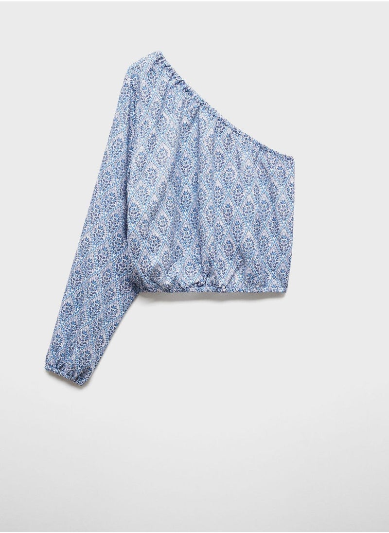MANGO - Youth Printed One Shoulder Top - Image 1