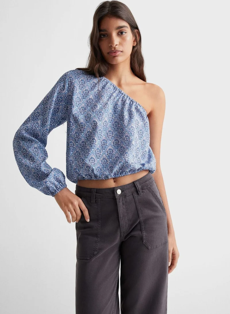 MANGO Printed One Shoulder Top