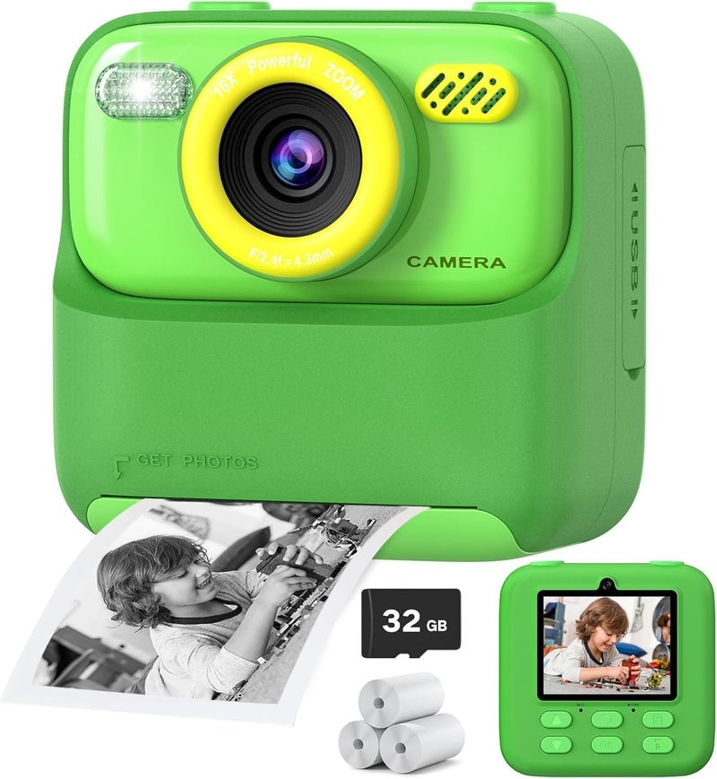 ZONEY Instant Print Camera for Kids, Holiday Birthday Gifts Girls Boys Age 3-12, HD Digital Video Cameras Toddler, Portable Toy for 3 4 5 6 7 8 9 10 Year Old Boy Girl Children (Blue) - Image 1