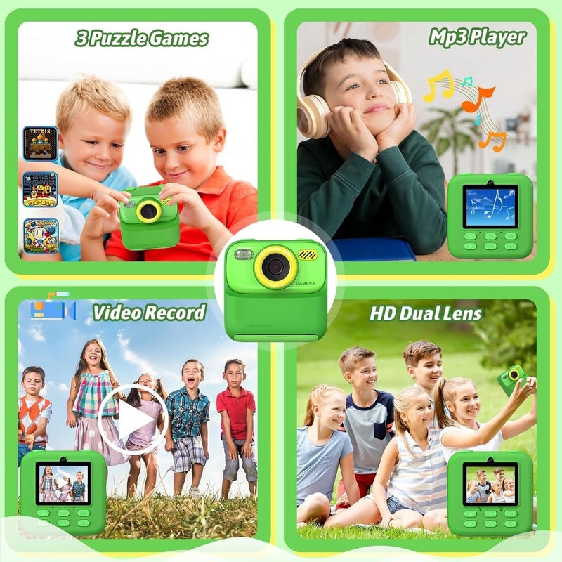 ZONEY Instant Print Camera for Kids, Holiday Birthday Gifts Girls Boys Age 3-12, HD Digital Video Cameras Toddler, Portable Toy for 3 4 5 6 7 8 9 10 Year Old Boy Girl Children (Blue) - Image 3