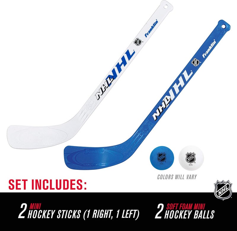Franklin Sports NHL Mini Hockey Stick and Ball Set - Kids Indoor Knee Hockey Game Set - Includes 2 Mini Sticks and 2 Foam Balls - Image 1