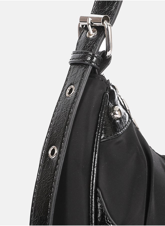 DejaVu One Main Compartment Boat Shoulder Bag - Black  - Image 4