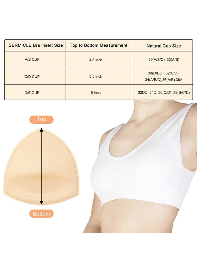 SERMICLE Waterproof Swimsuit Bra Pad Inserts 4 Pairs, Push up Bra Pads Sewn Padded for Bikini Sports Bra A/B or C/D,D/E Cup, Waterproof Beige-thick Style, A/B Cup - Image 5