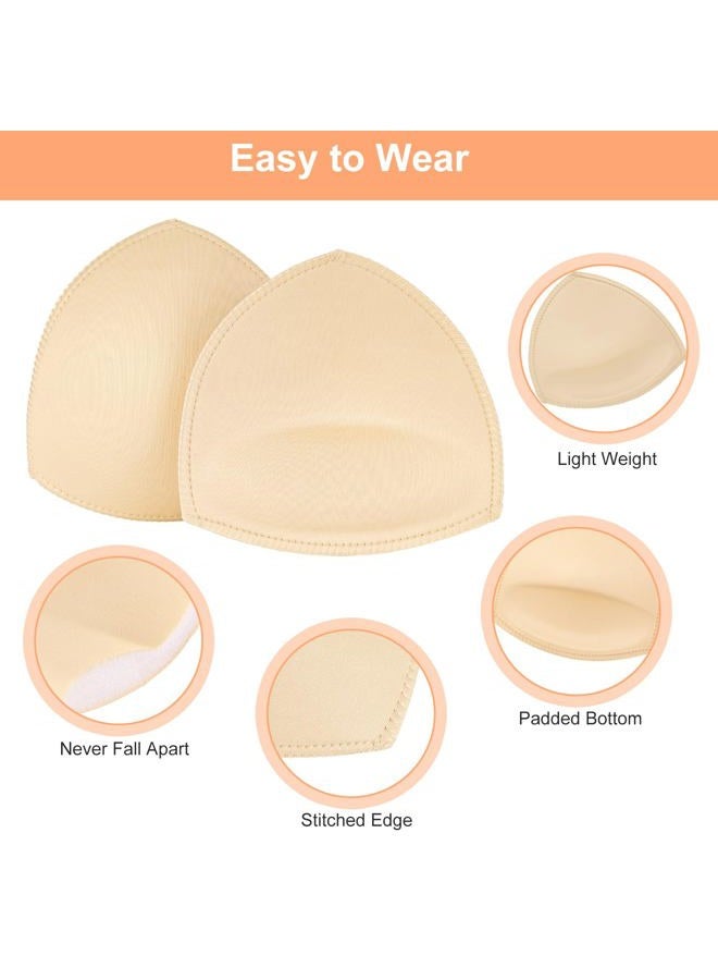 SERMICLE Waterproof Swimsuit Bra Pad Inserts 4 Pairs, Push up Bra Pads Sewn Padded for Bikini Sports Bra A/B or C/D,D/E Cup, Waterproof Beige-thick Style, A/B Cup - Image 4