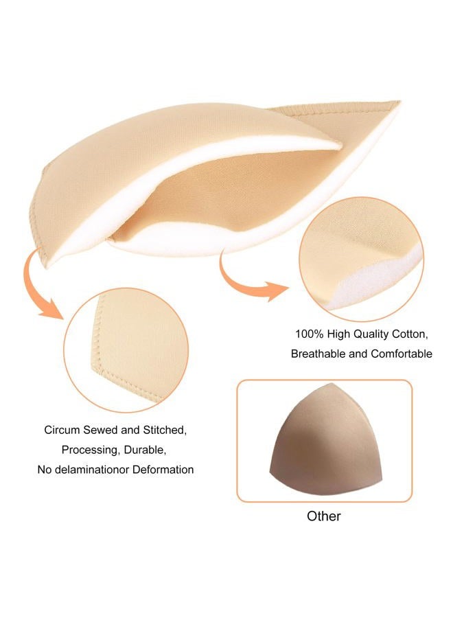 SERMICLE Waterproof Swimsuit Bra Pad Inserts 4 Pairs, Push up Bra Pads Sewn Padded for Bikini Sports Bra A/B or C/D,D/E Cup, Waterproof Beige-thick Style, A/B Cup - Image 2