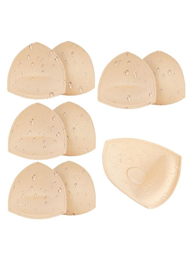 SERMICLE Waterproof Swimsuit Bra Pad Inserts 4 Pairs, Push up Bra Pads Sewn Padded for Bikini Sports Bra A/B or C/D,D/E Cup, Waterproof Beige-thick Style, A/B Cup - Image 1