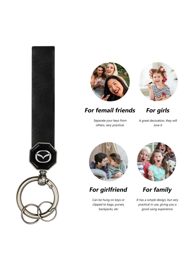 Mazda Leather Car Keychain 12.5cm with 360° Swivel Metal Ring, Double Screw Lock, Soft Leather Strap – Durable and Stylish Key Holder for Car Keys, Home Keys, Bags, Backpacks – Wear-Resistant & Anti-Fade Design - Image 5