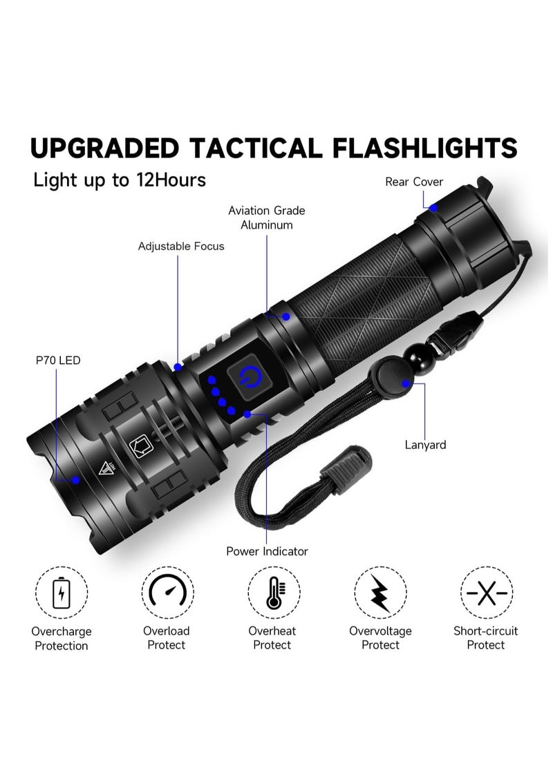 Genzy - Rechargeable Flashlights High Lumens, 990000LM Powerful Tactical Flashlights, 5 Modes LED Flashlight Adjustable, Brightest Flashlight Waterproof, Handheld Flash Light for Emergencies, Camping, Hiking - Image 1