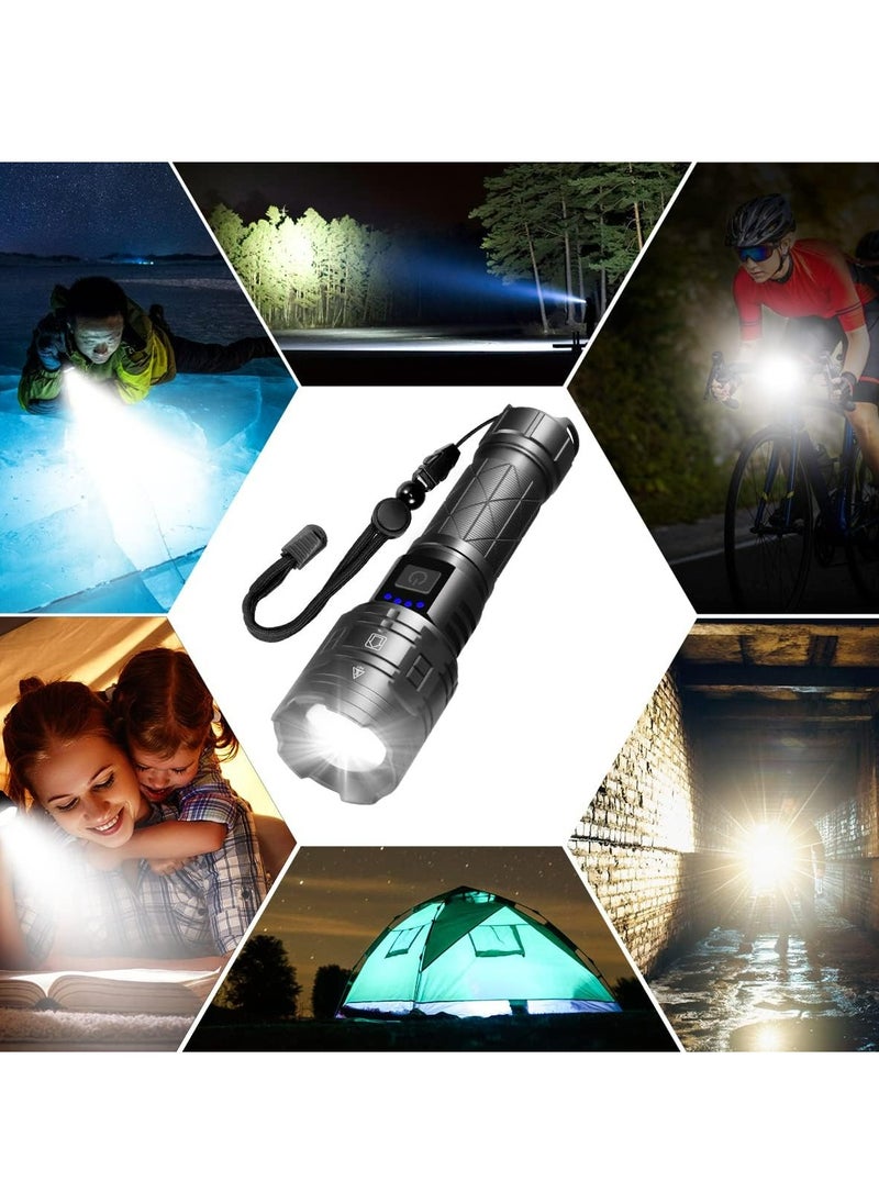 Genzy - Rechargeable Flashlights High Lumens, 990000LM Powerful Tactical Flashlights, 5 Modes LED Flashlight Adjustable, Brightest Flashlight Waterproof, Handheld Flash Light for Emergencies, Camping, Hiking - Image 1