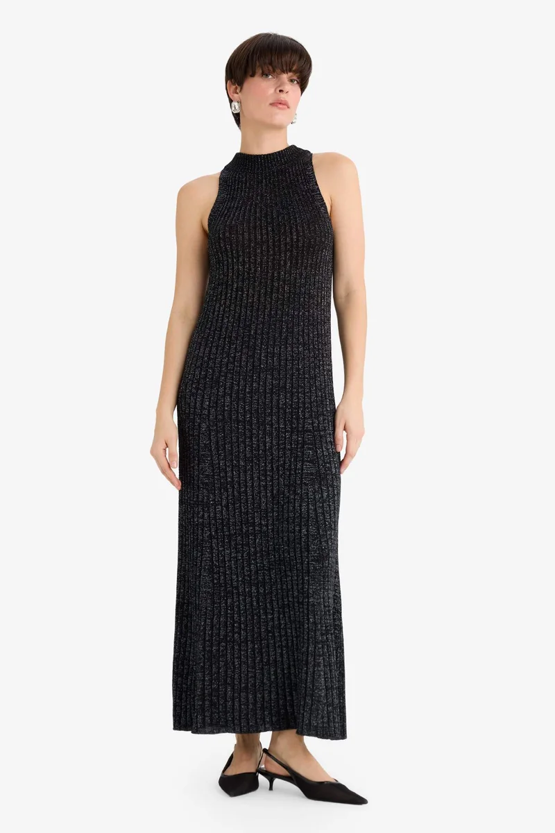 DeFacto A Cut Half Turtleneck Sleeveless Knitwear Long Dress