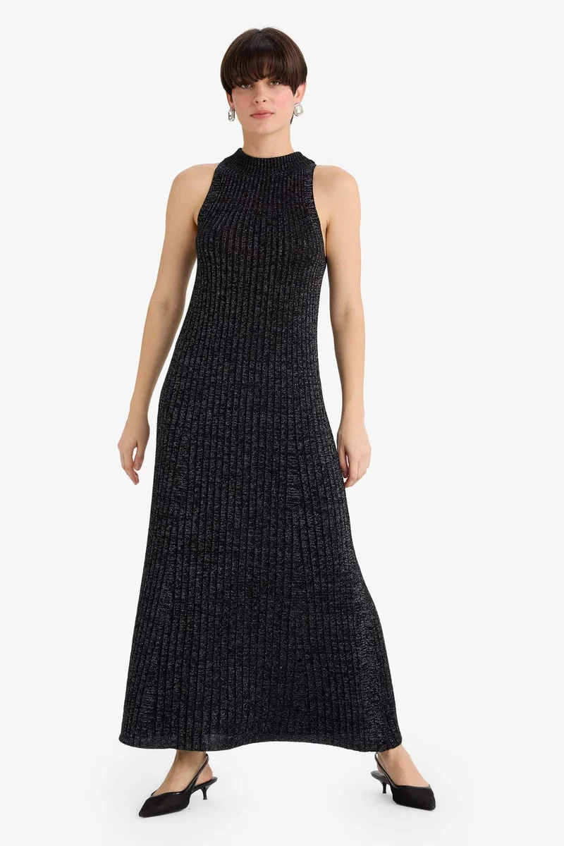 DeFacto A Cut Half Turtleneck Sleeveless Knitwear Long Dress