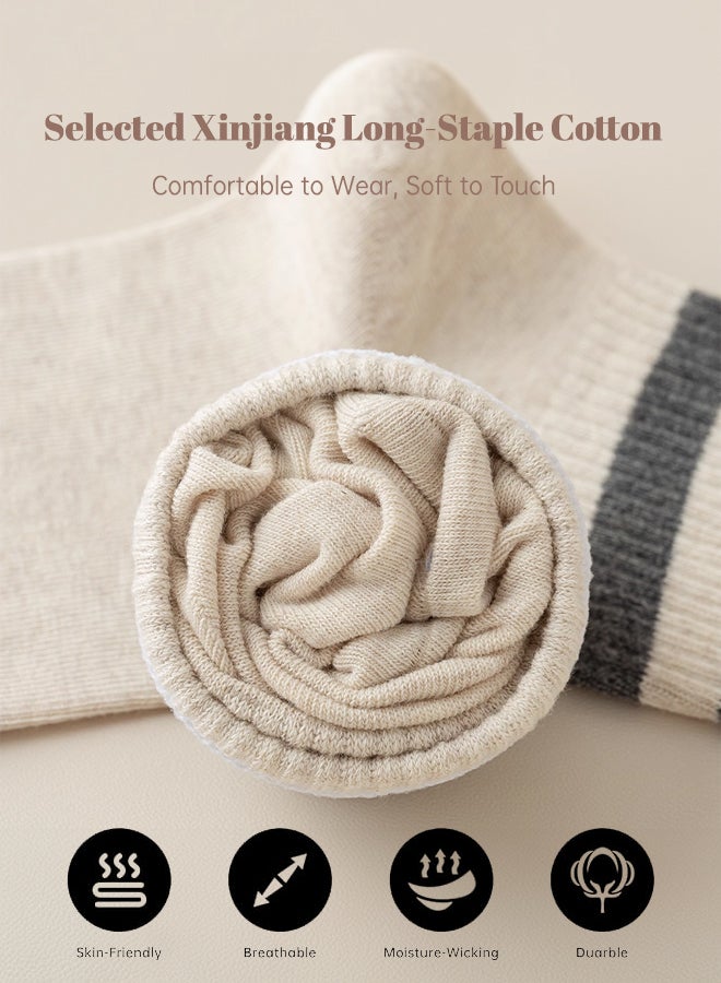 شبيلي جوارب قطنية رجالية شبكية بطول الكاحل للسفر، حزمة 5 أزواج قطن透ة (رمادي فاتح ‑ أخضر ‑ كحلي ‑ بني قهوة ‑ رمادي داكن) مضادة للروائح وطارِدة للرطوبة برباط مطاطي لا يتكور، مناسبة للاستخدام اليومي والرياضة والرحلات (متعددة الألوان) - Image 4