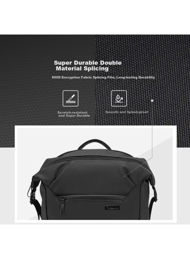 OIWAS Owas Urban Explorer Backpack For Men And Women, Casual School Bag, 14-inch Laptop Bag, Large Capacity Backpack, Black - Image 3