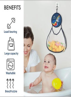 Linkidea Linkidea 2 Pack Bathroom Hanging Toys Storage Bag, Kids Toddlers Bathtub Toy Holder with Hooks, Large Capacity Bath Toy Mesh Bag (Rocket + Zebra)  - Image 4