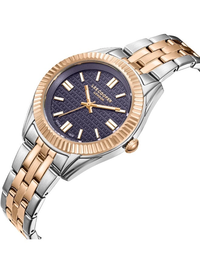 Lee Cooper Lee Cooper Women's 2035 Movement Watch, Analog Display and Metal Strap - LC08038.580, Blue - Image 3
