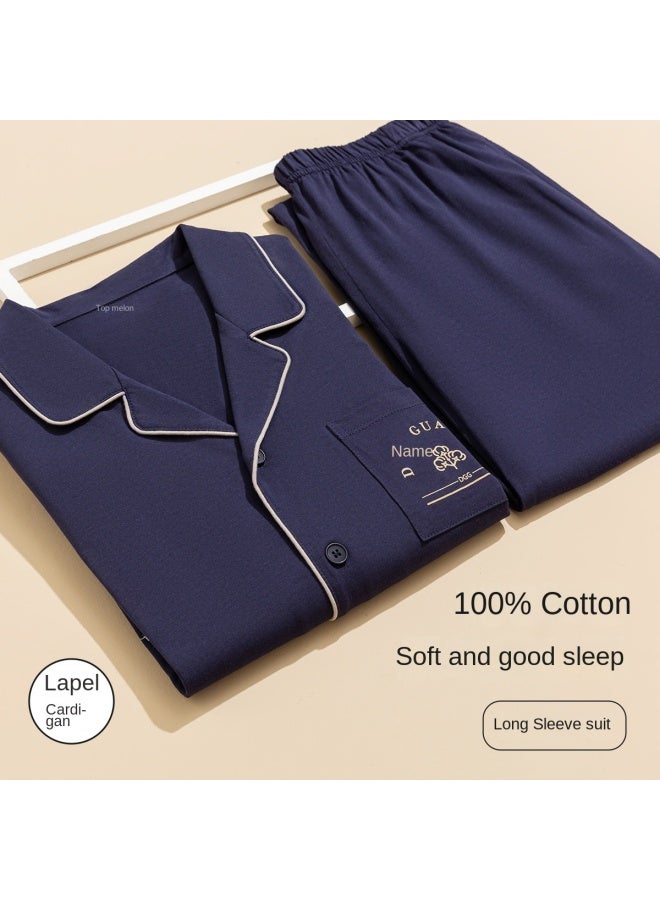 Top melon British Style 100% Cotton】couple's Open-front Long-sleeve Set Pure Cotton Pajamas Air-conditioning Wear For Spring And Autumn - Image 4