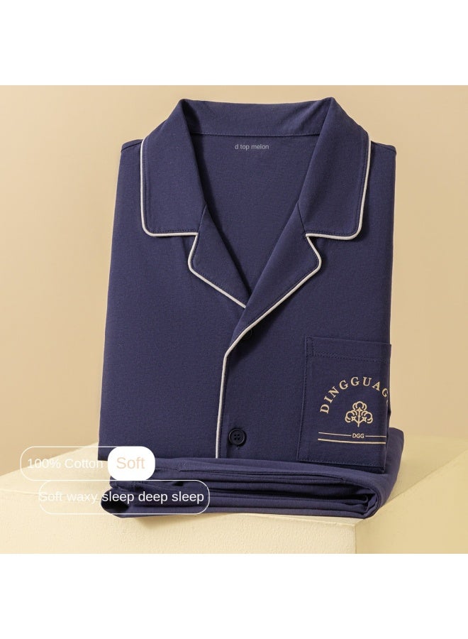 Top melon British Style 100% Cotton】couple's Open-front Long-sleeve Set Pure Cotton Pajamas Air-conditioning Wear For Spring And Autumn - Image 3