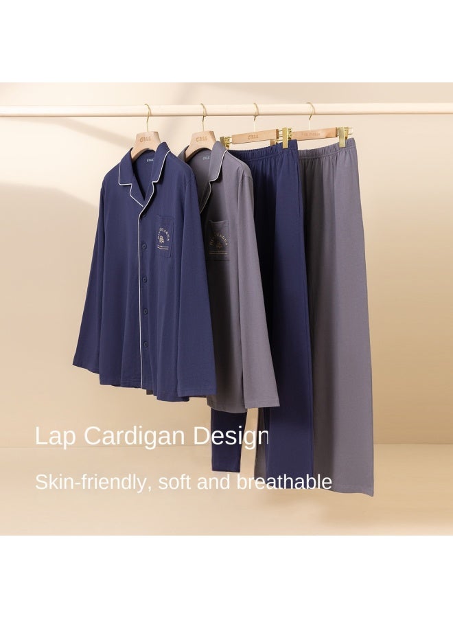 Top melon British Style 100% Cotton】couple's Open-front Long-sleeve Set Pure Cotton Pajamas Air-conditioning Wear For Spring And Autumn - Image 5