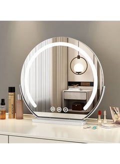 XiuWoo 45cm Vanity Mirror with Lights, LED Plug-in Makeup Mirror 3 Color Lighting Modes 360° Rotation Smart Touch, Suitable for Home and Hair Salon,White  - Image 2