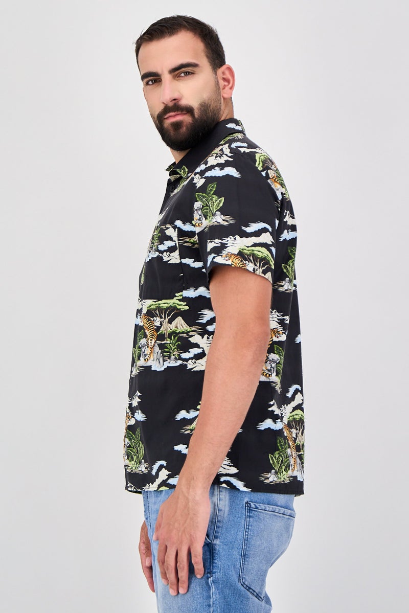 Celio Men Regular Fit Short Sleeve Graphic Print Casual Shirt, Multicolor - Image 2