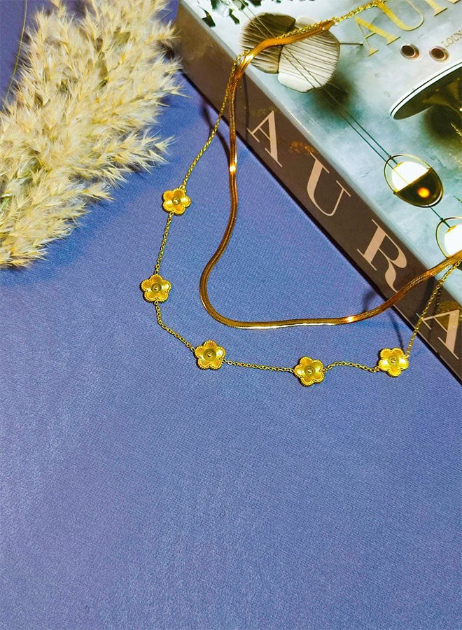 سلسله من الاستانلس ستيل النقي 2  دورظهر حية مع دلاية شكل ورد - إكسسوار فاخر للسيدات مصنوع من الاستانلس ستيل الخالص المقاوم للصدا وتغيير اللون - اكسسوارات حريمي_ اكسسوارات استانلس - اكسسوارات حريمي استانلس - مجوهرات ـ اكسسوارات. - Image 5