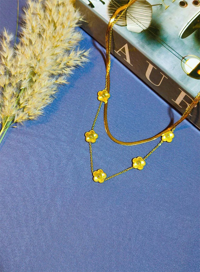 سلسله من الاستانلس ستيل النقي 2  دورظهر حية مع دلاية شكل ورد - إكسسوار فاخر للسيدات مصنوع من الاستانلس ستيل الخالص المقاوم للصدا وتغيير اللون - اكسسوارات حريمي_ اكسسوارات استانلس - اكسسوارات حريمي استانلس - مجوهرات ـ اكسسوارات. - Image 4