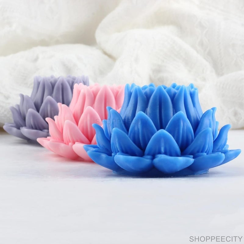 ShoppeeCity Shoppeecity Lotus Flower Candle Molds Lotus Flower Mold Lotus Flower Silicone Molds for Candle Making Candle Home Decorate Mold Aromatherapy Soap Gypsum Candles Resin Clay Craft and DIY Gifts Lotus B  - Image 4