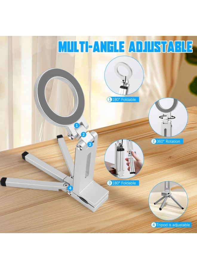 حامل ثلاثي مغناطيسي للهاتف، حامل ثلاثي قابل للطي، عصا سيلفي مغناطيسية ثلاثية القوائم، حامل ثلاثي صغير مطور للهواتف المحمولة، حامل مكتبي للهواتف الذكية لتسجيل الفيديو والسفر، حامل هاتف - Image 2