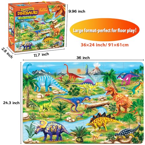 LithoConcepts Dinosaur Floor Puzzle for Kids Ages 36 Jumbo 24Piece Large Jigsaw Puzzle Educational Preschool Toy for Boys and Girls STEM Learning Gift for Toddlers - Image 5